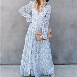 Vici Evanne Long Sleeve Button Down Maxi Dress